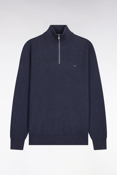 Pull col camionneur en coton bleu foncé - Image 2