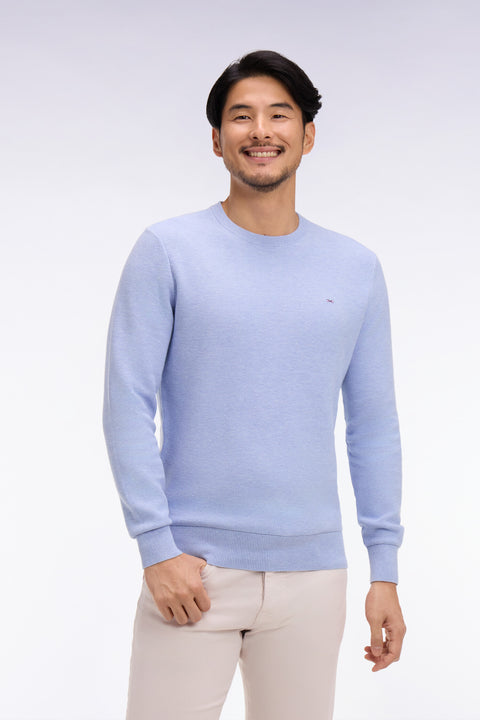 Pull col rond en coton ciel - Image 1