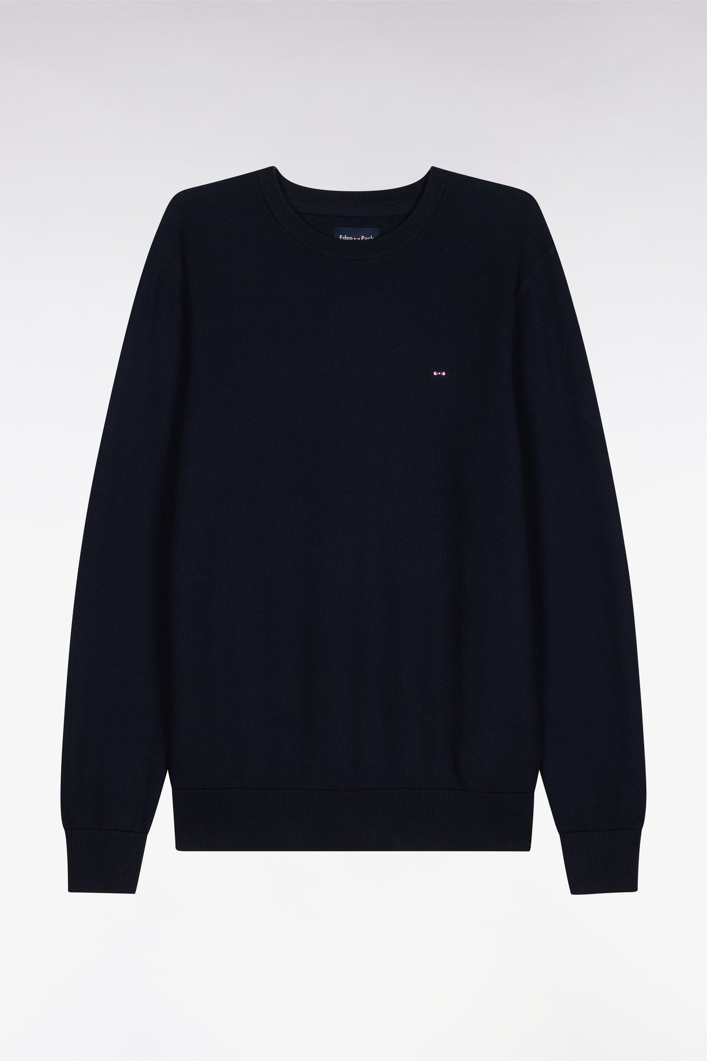 Pull col rond en coton marine