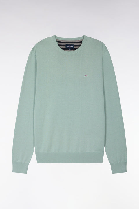 Pull col rond en coton vert d'eau - Image 2