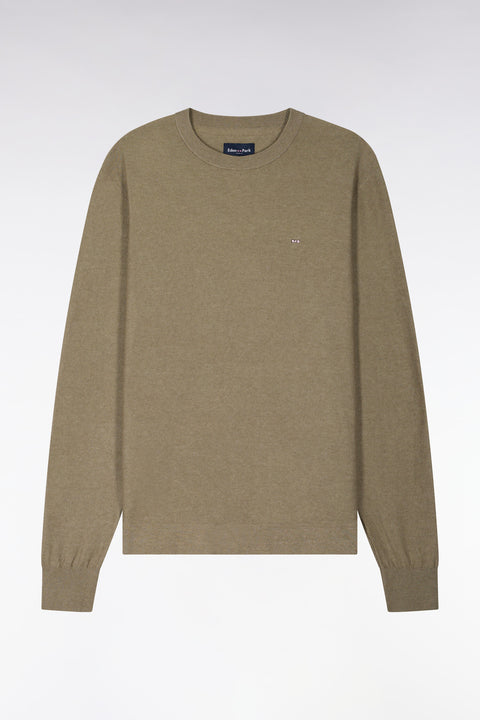 Pull col rond en coton et lyocell mélangés marron - Image 2