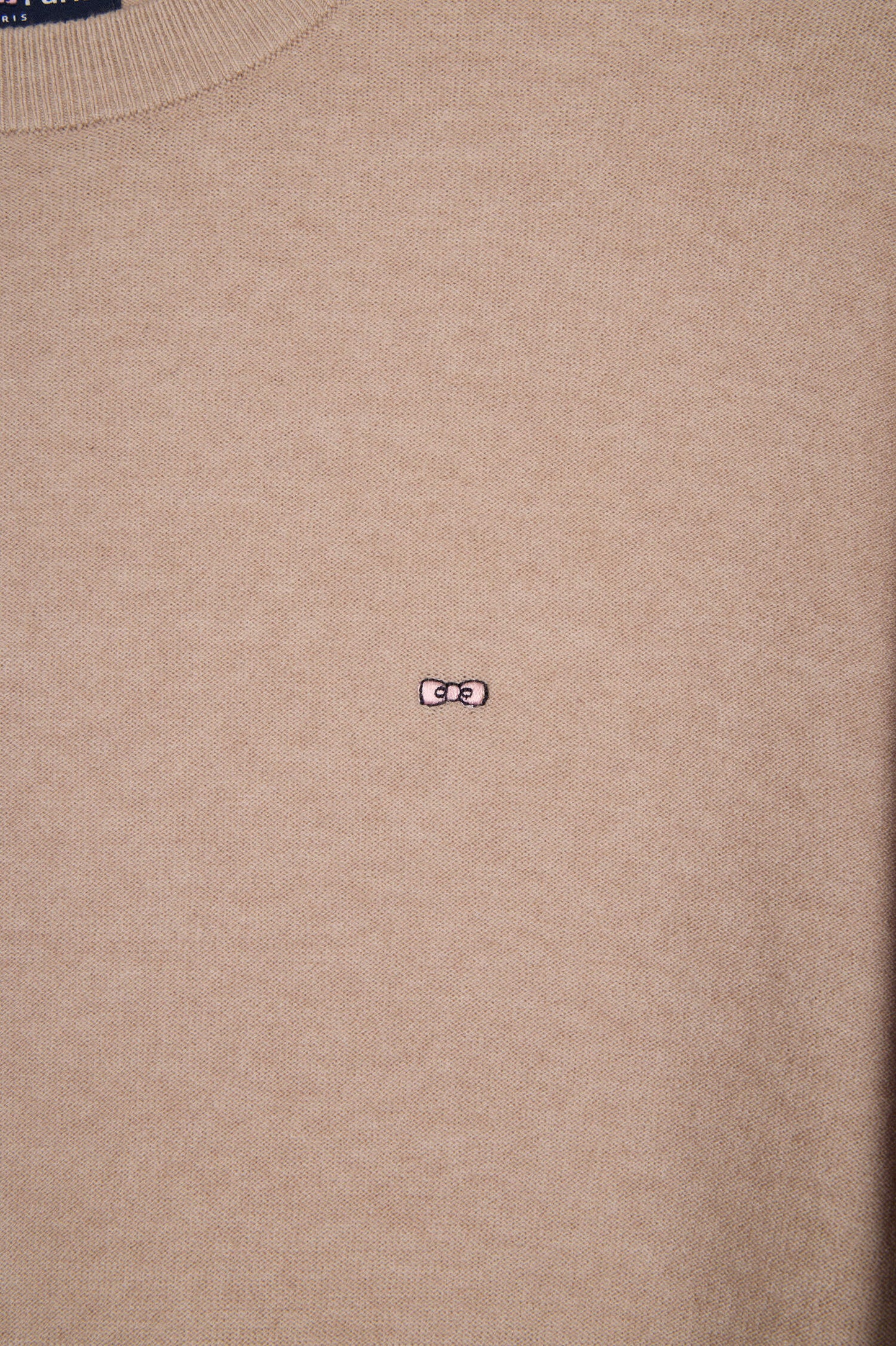 Pull col rond en coton et lyocell mélangés beige