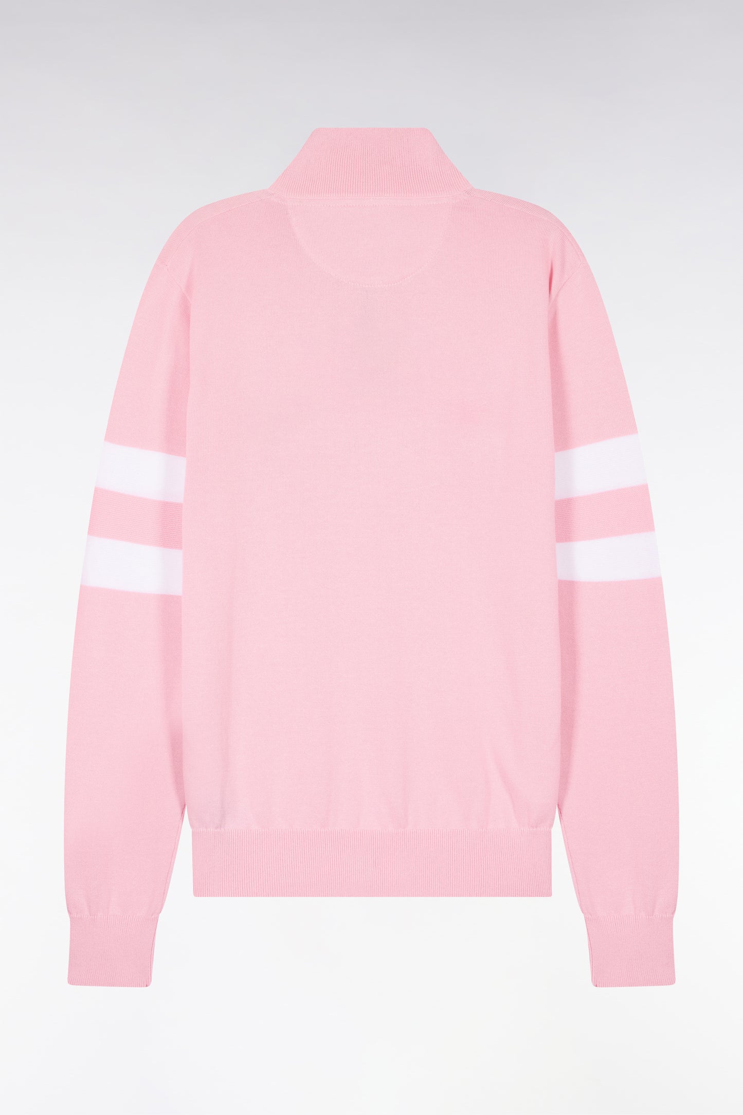 Pull col maillot en coton rose à double rayures manches