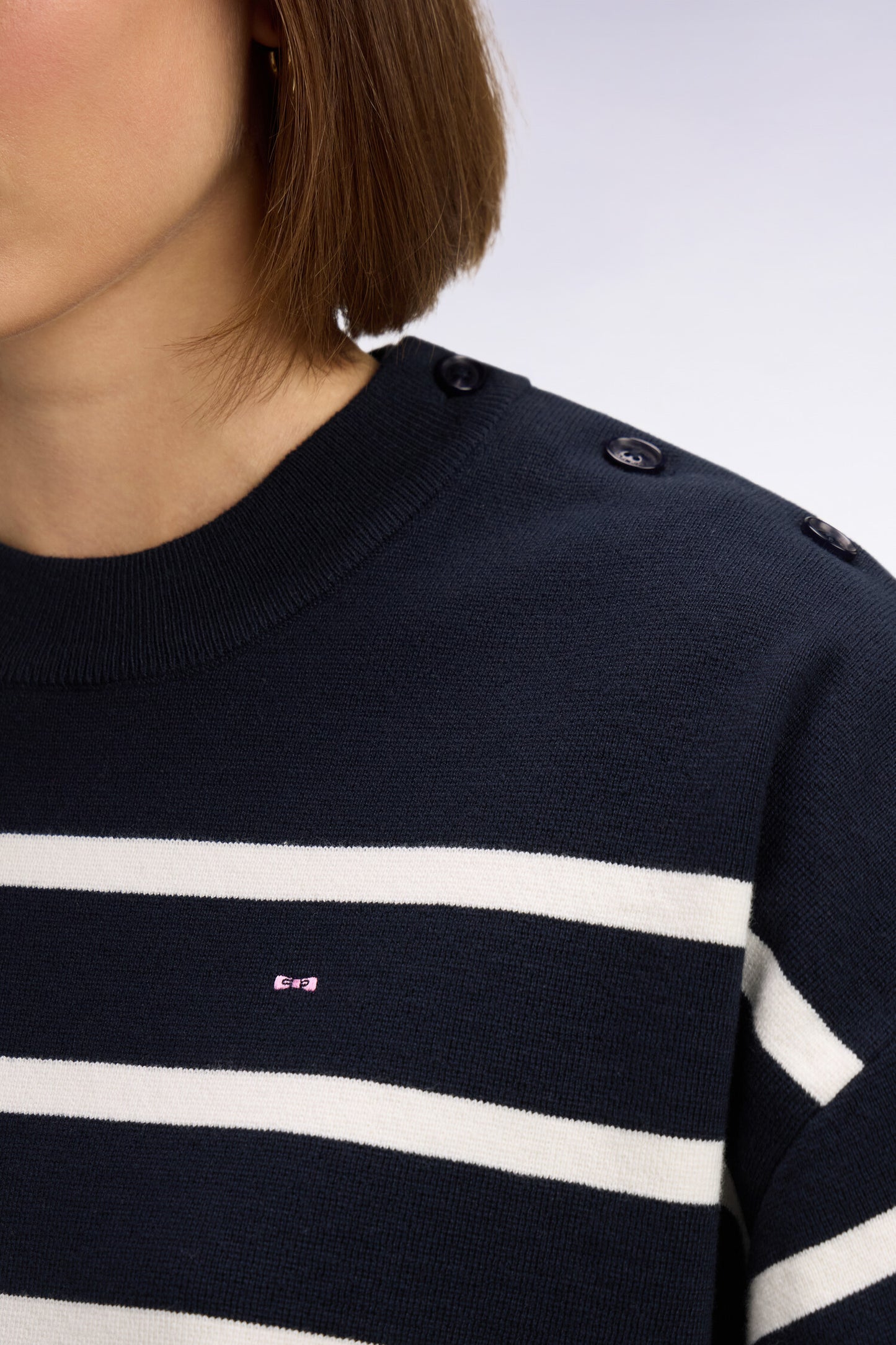 Pull marinière en coton milano marine coupe oversized