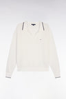 Pull col polo en coton blanc