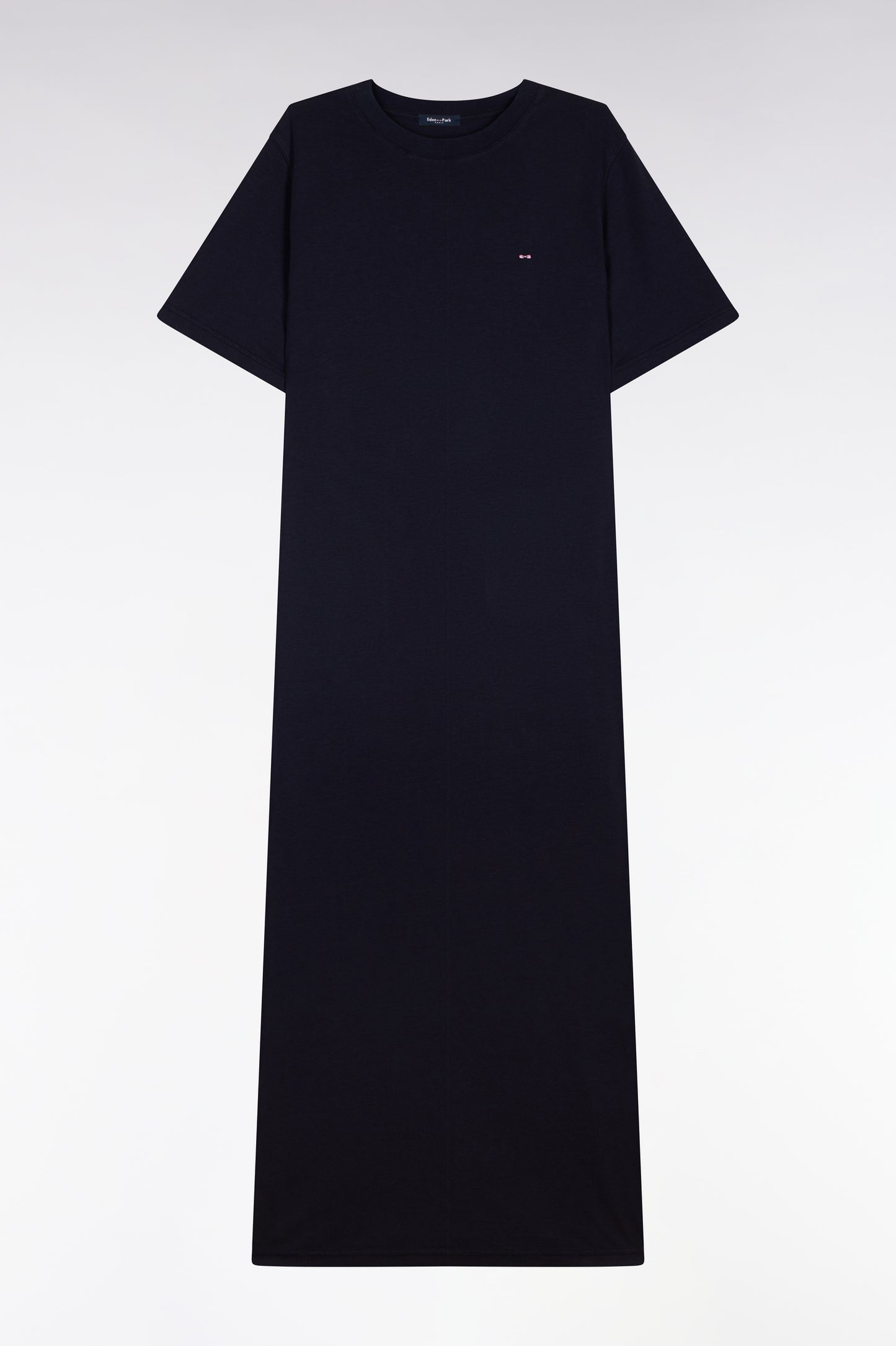Straight cut navy lyocell and cotton T-shirt dress
