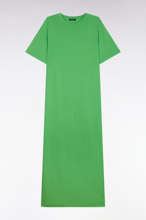 Robe T-shirt en lyocell et coton vert coupe droite - Image 2