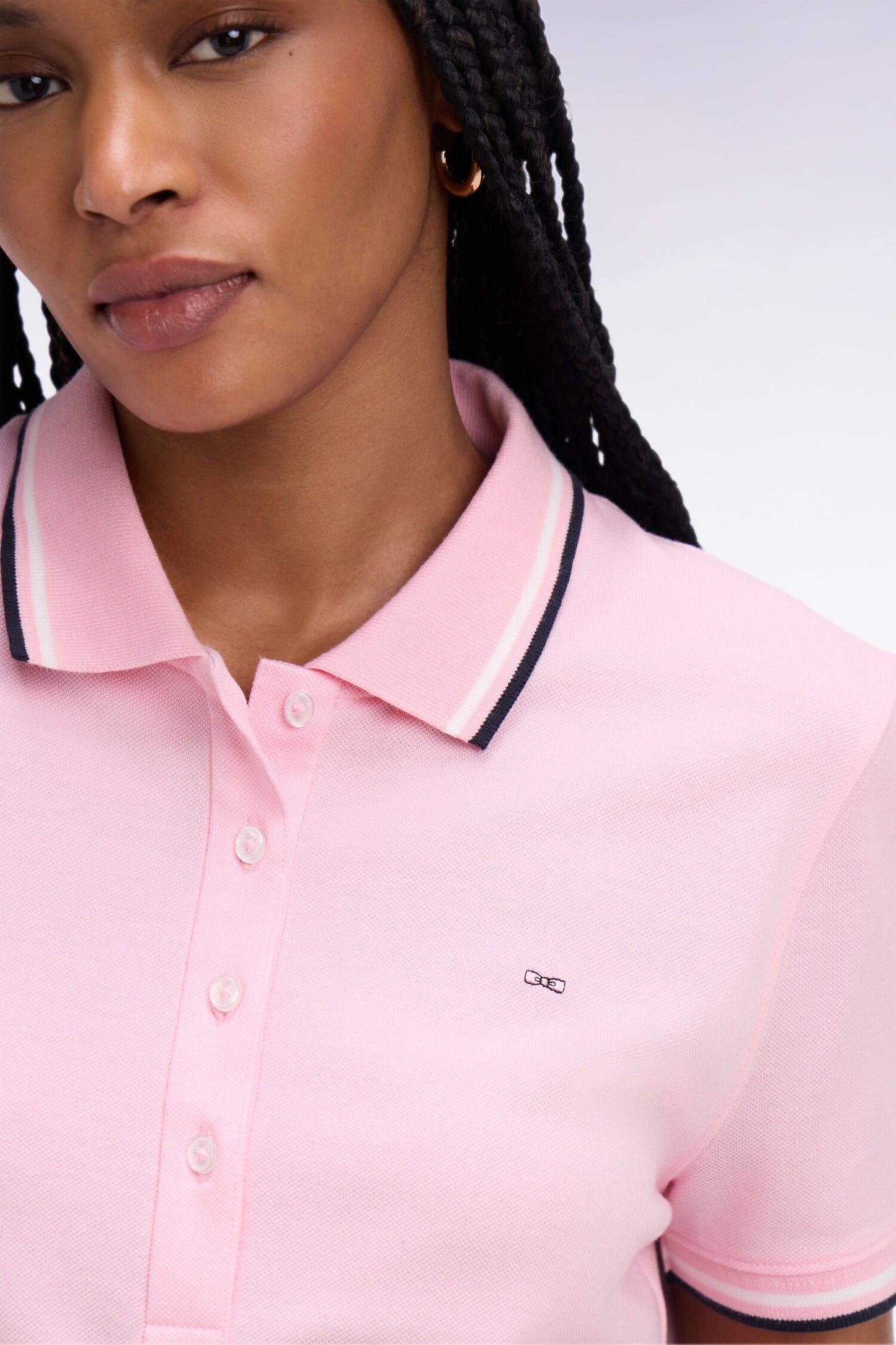 Robe polo en coton rose coupe droite