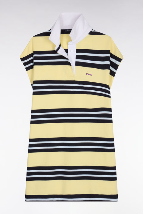 Robe maillot rayée en coton jaune et marine coupe oversized - Image 2