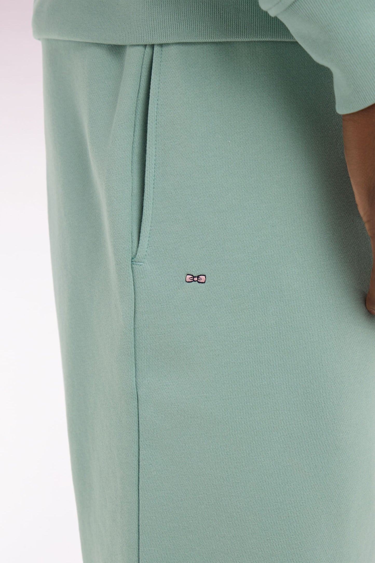 Short en molleton coton vert d'eau