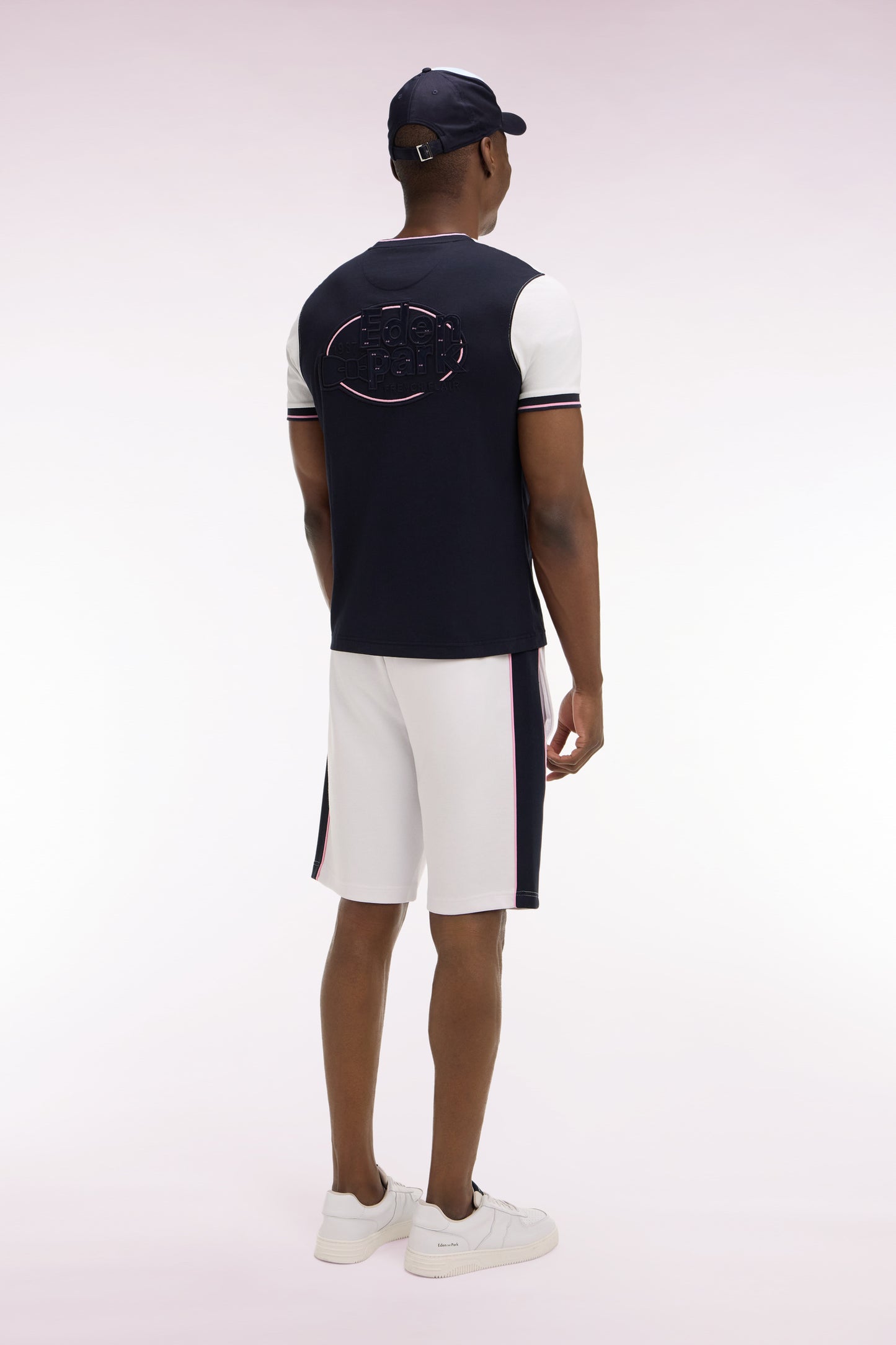 Short en interlock à découpes blanc et marine