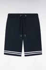 Short en molleton marine à bordures de jambe rayées