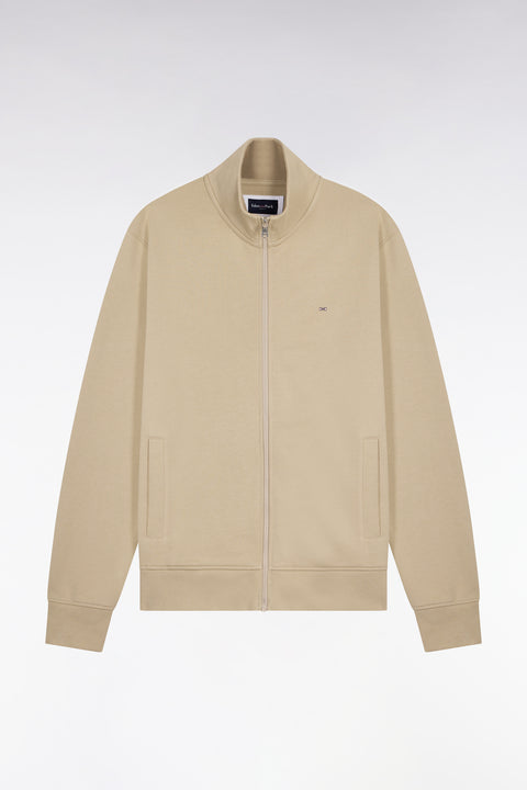 Sweatshirt zippé en molleton coton beige - Image 2