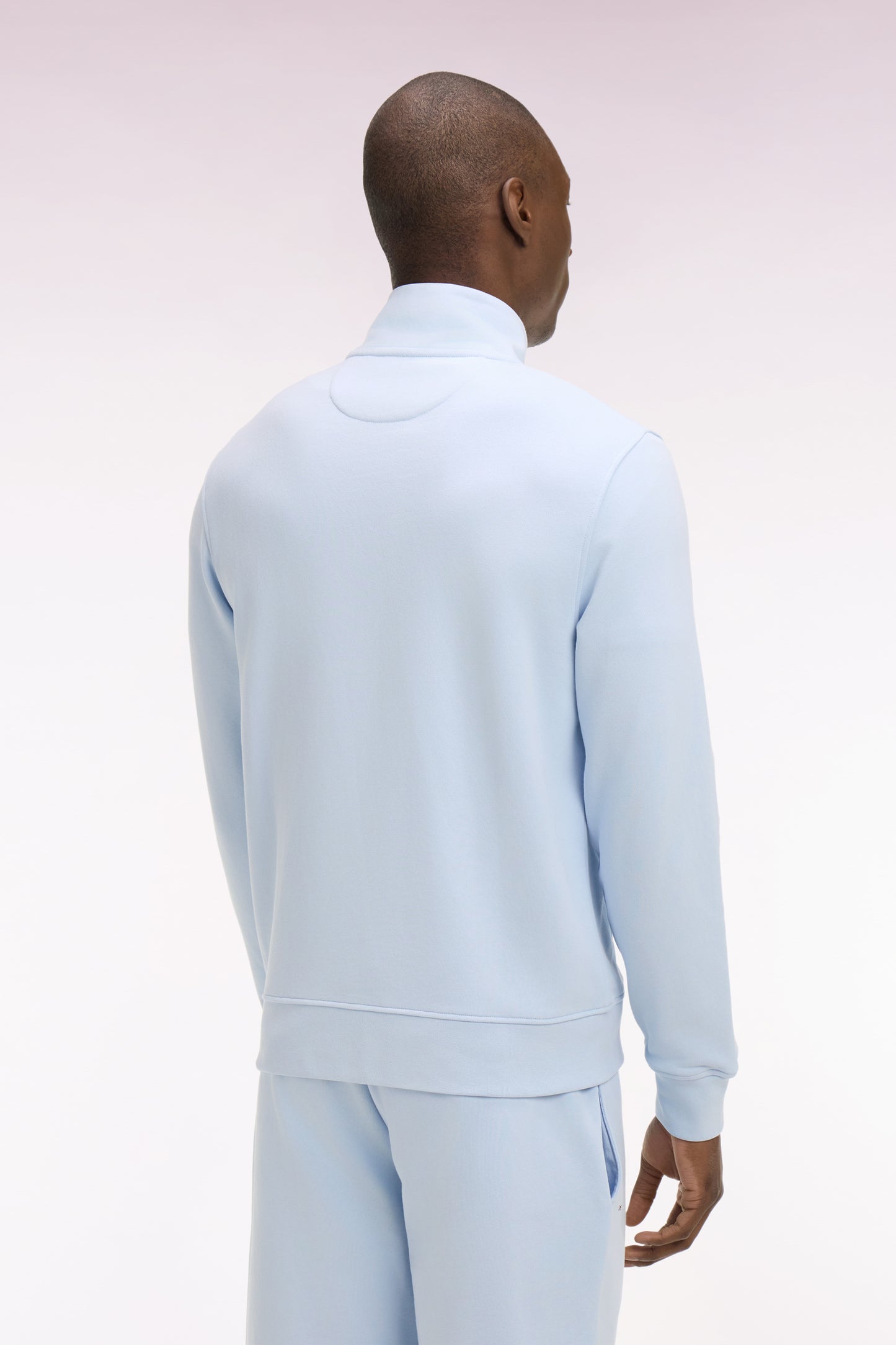 Sweatshirt zippé en molleton coton bleu ciel