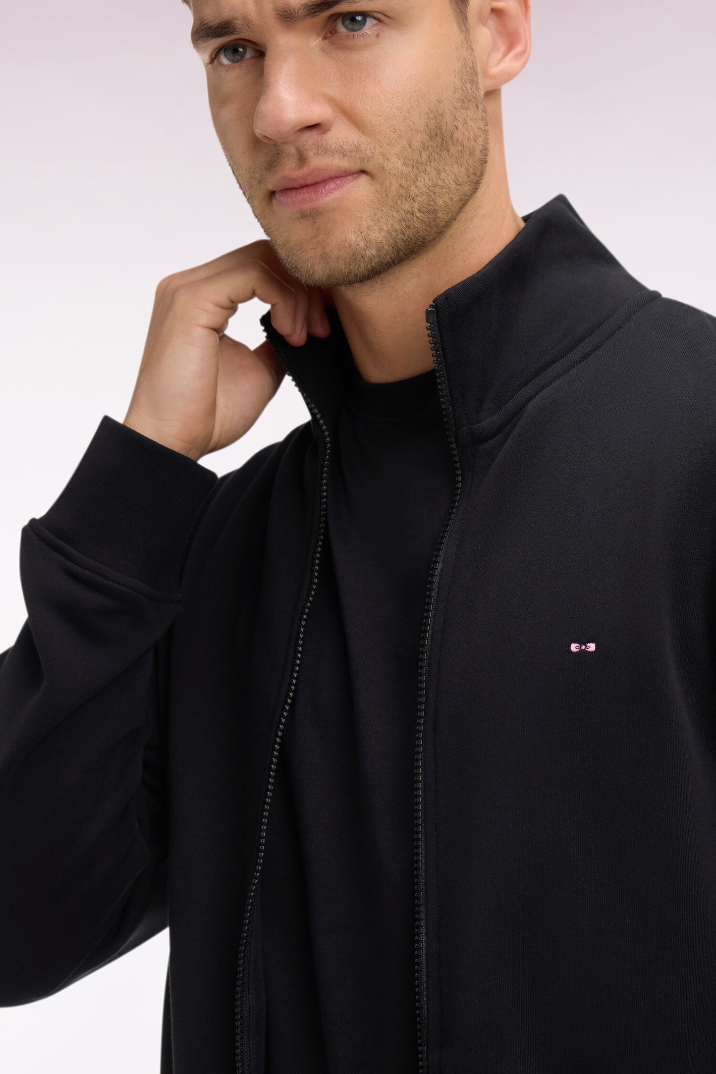 Sweatshirt zippé en molleton coton noir