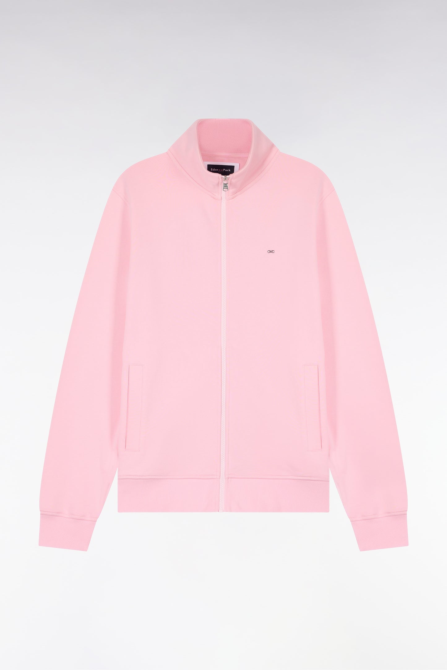 Sweatshirt zippé en molleton coton rose