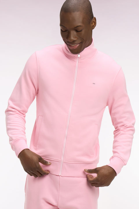 Sweatshirt zippé en molleton coton rose - Image 1