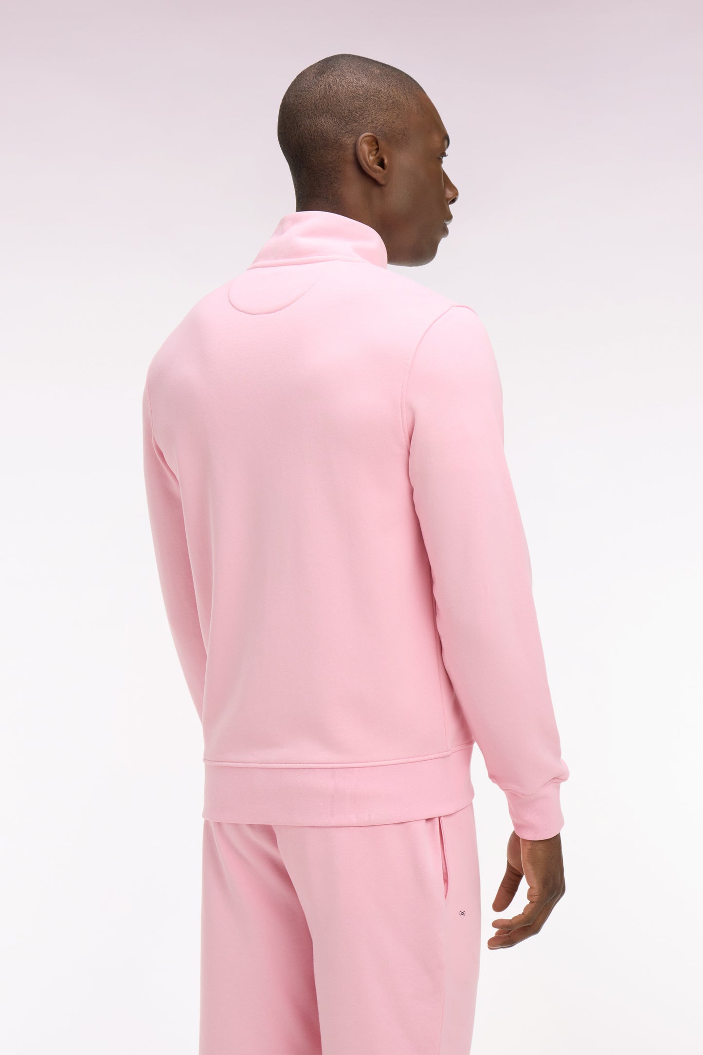Sweatshirt zippé en molleton coton rose