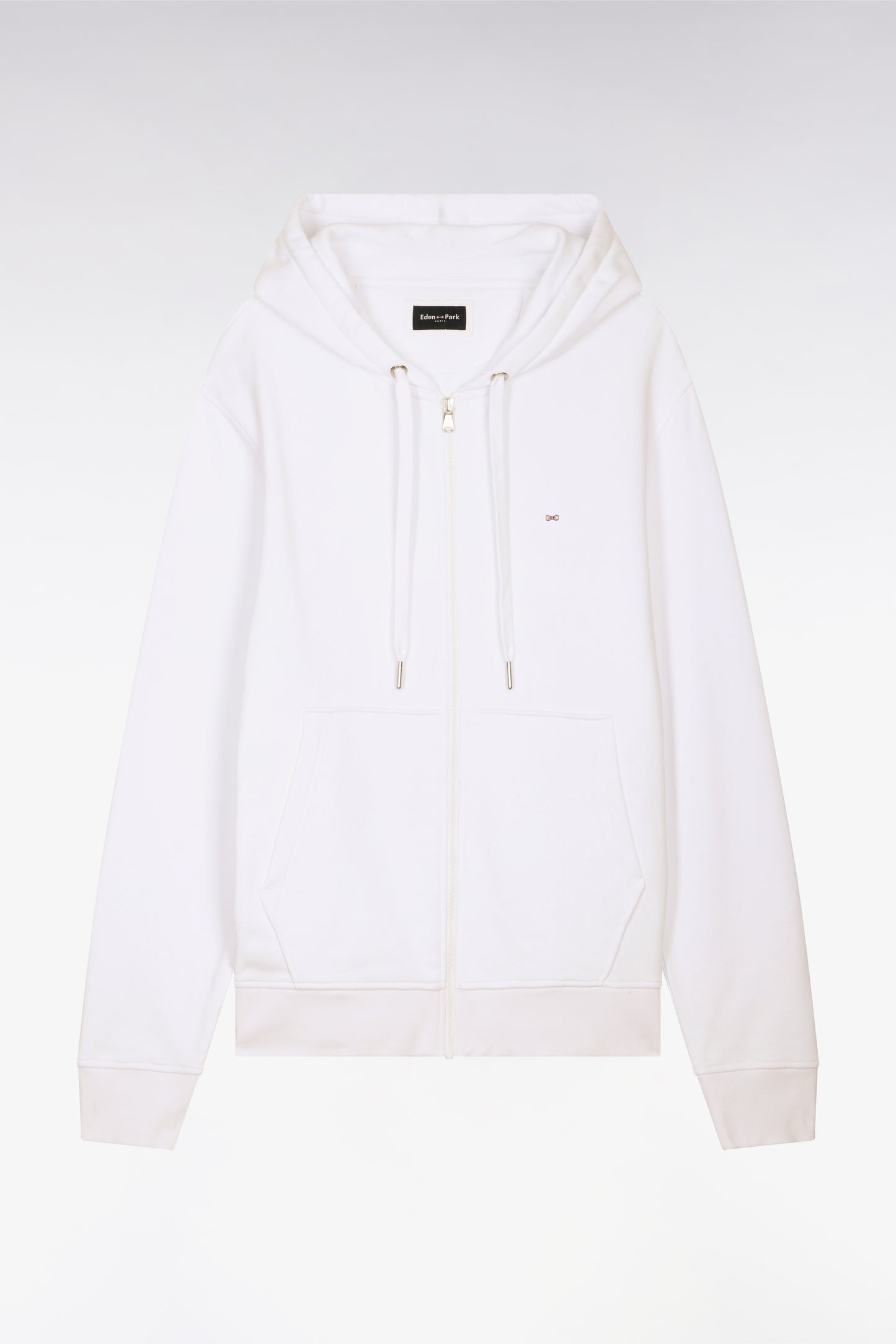 Sweatshirt zippé à capuche en molleton coton blanc