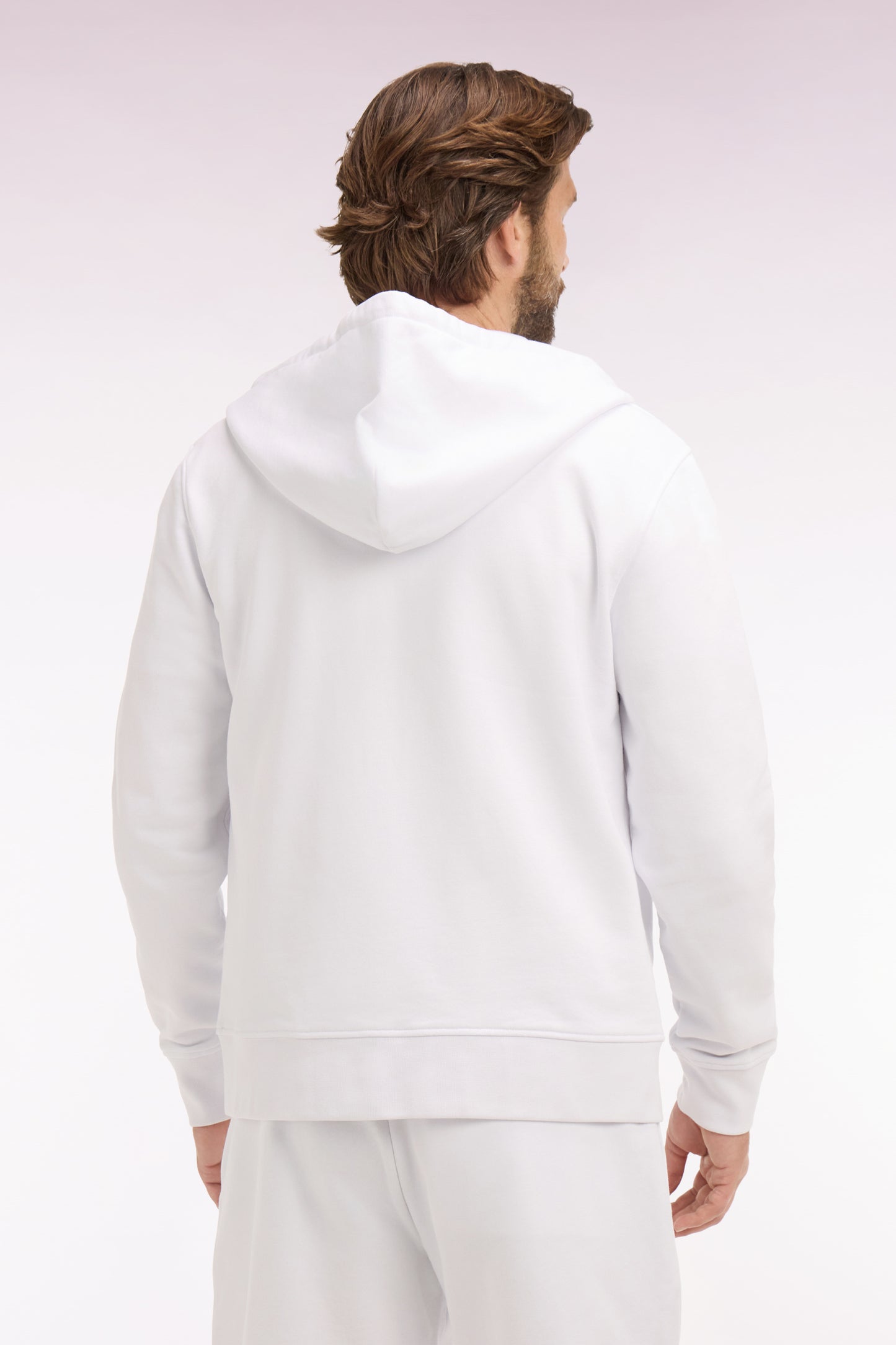 Sweatshirt zippé à capuche en molleton coton blanc