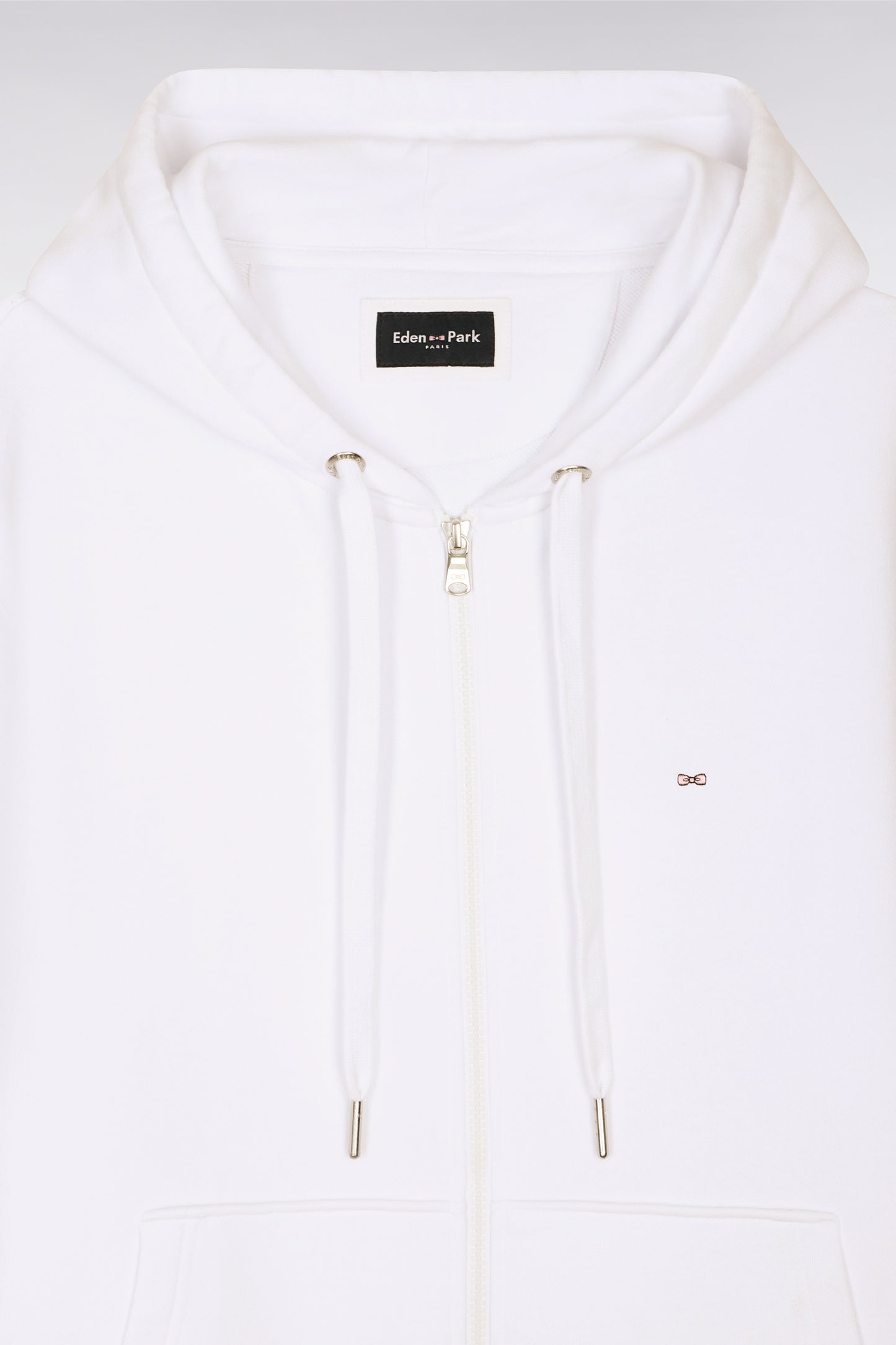 Sweatshirt zippé à capuche en molleton coton blanc