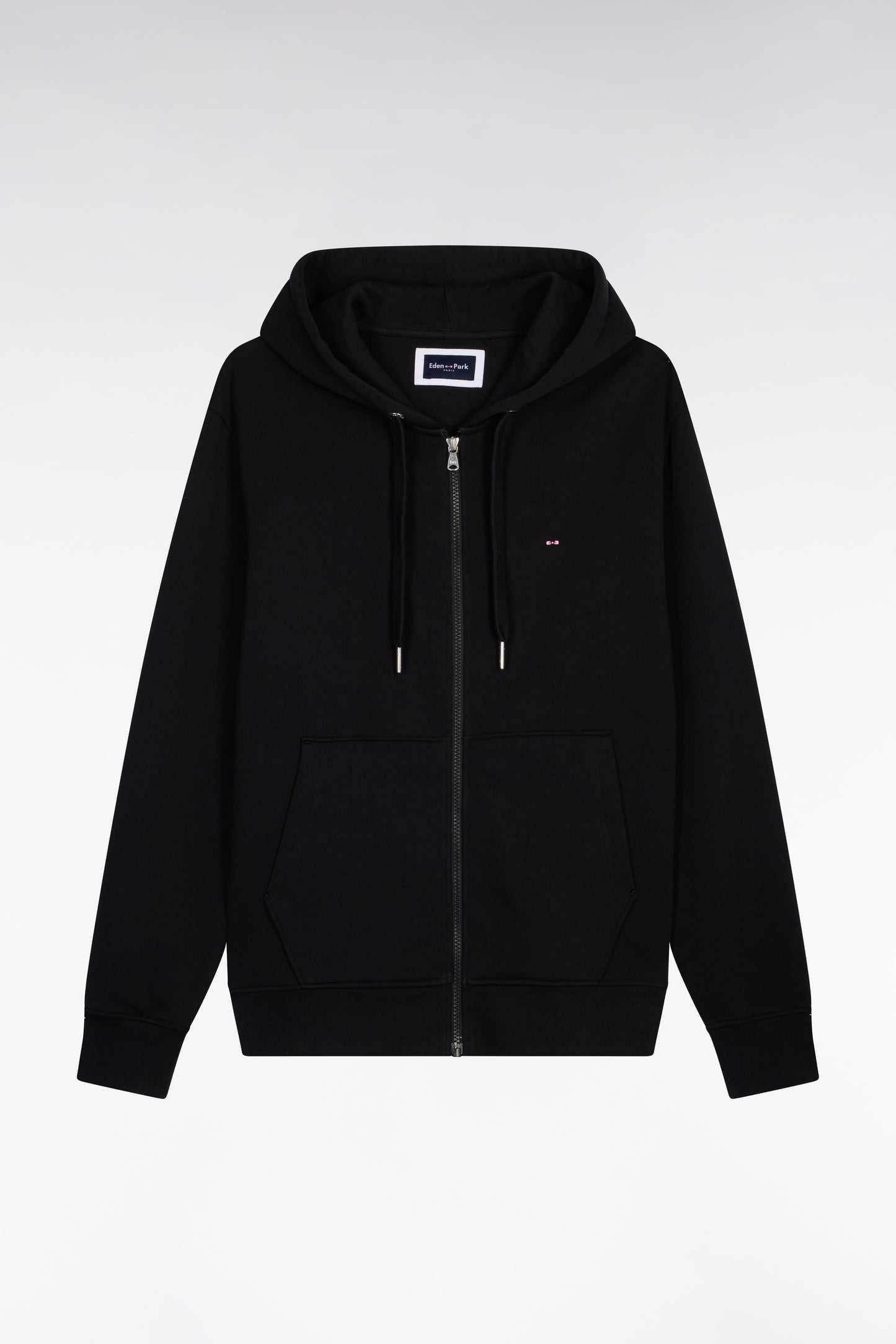 Sweatshirt zippé à capuche en molleton coton noir