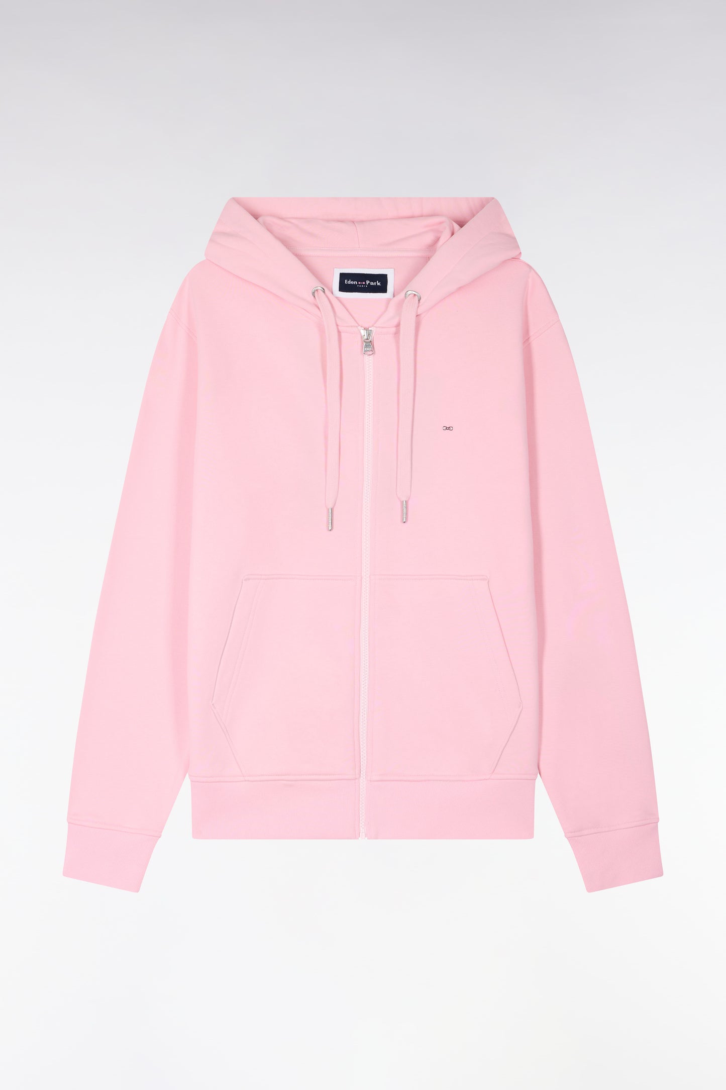Sweatshirt zippé à capuche en molleton coton rose