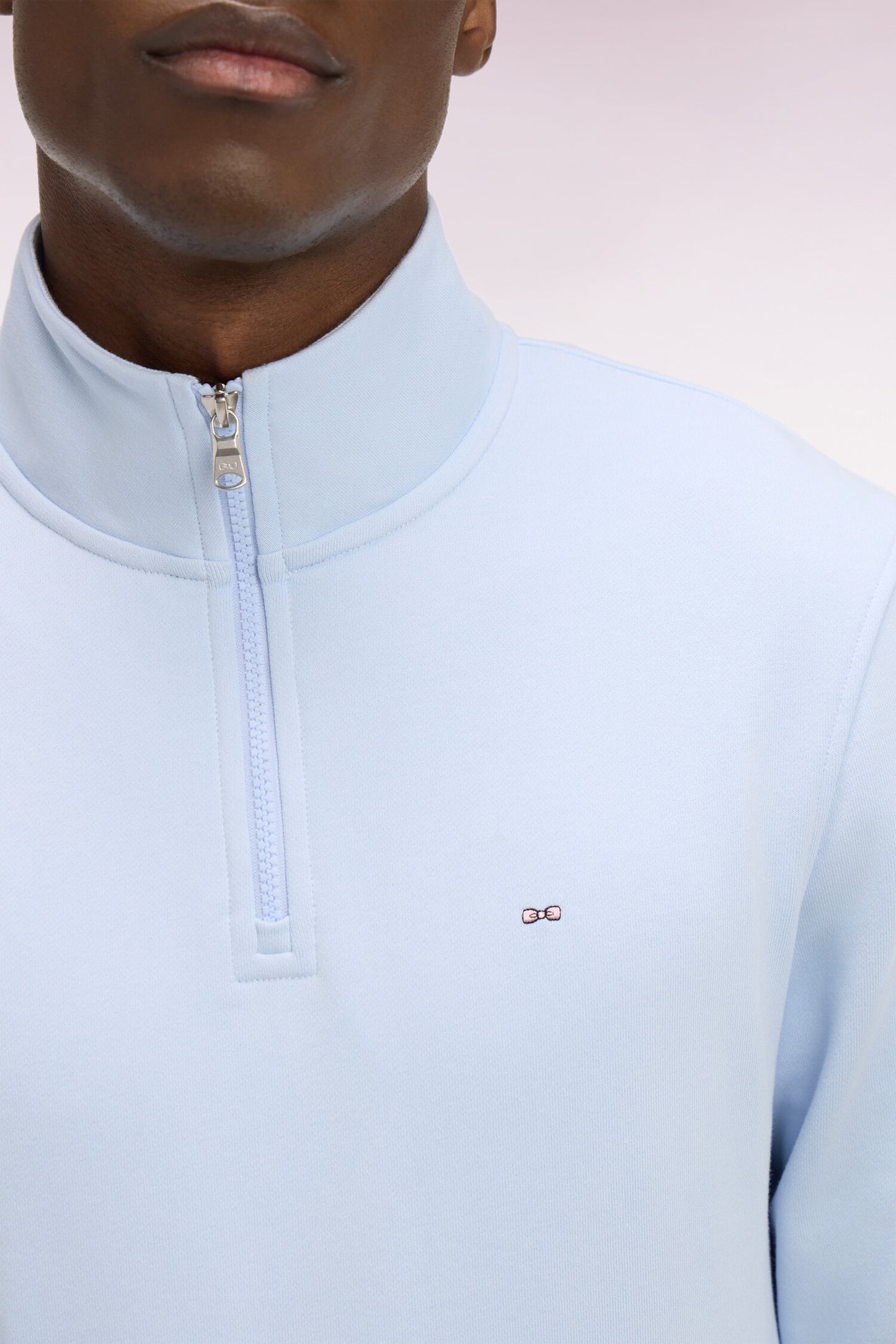 Sweatshirt col camionneur en molleton coton ciel