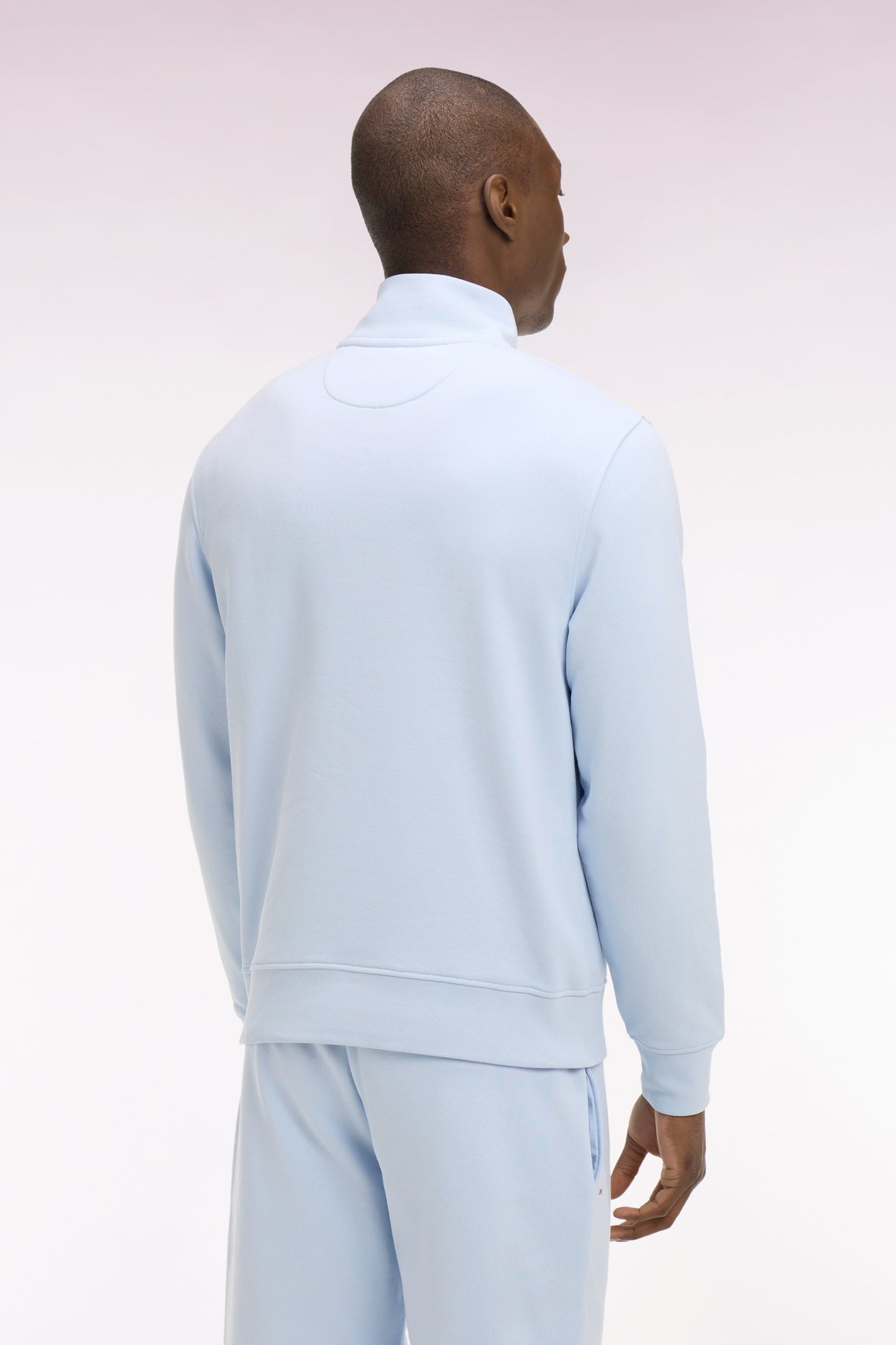 Sweatshirt col camionneur en molleton coton ciel