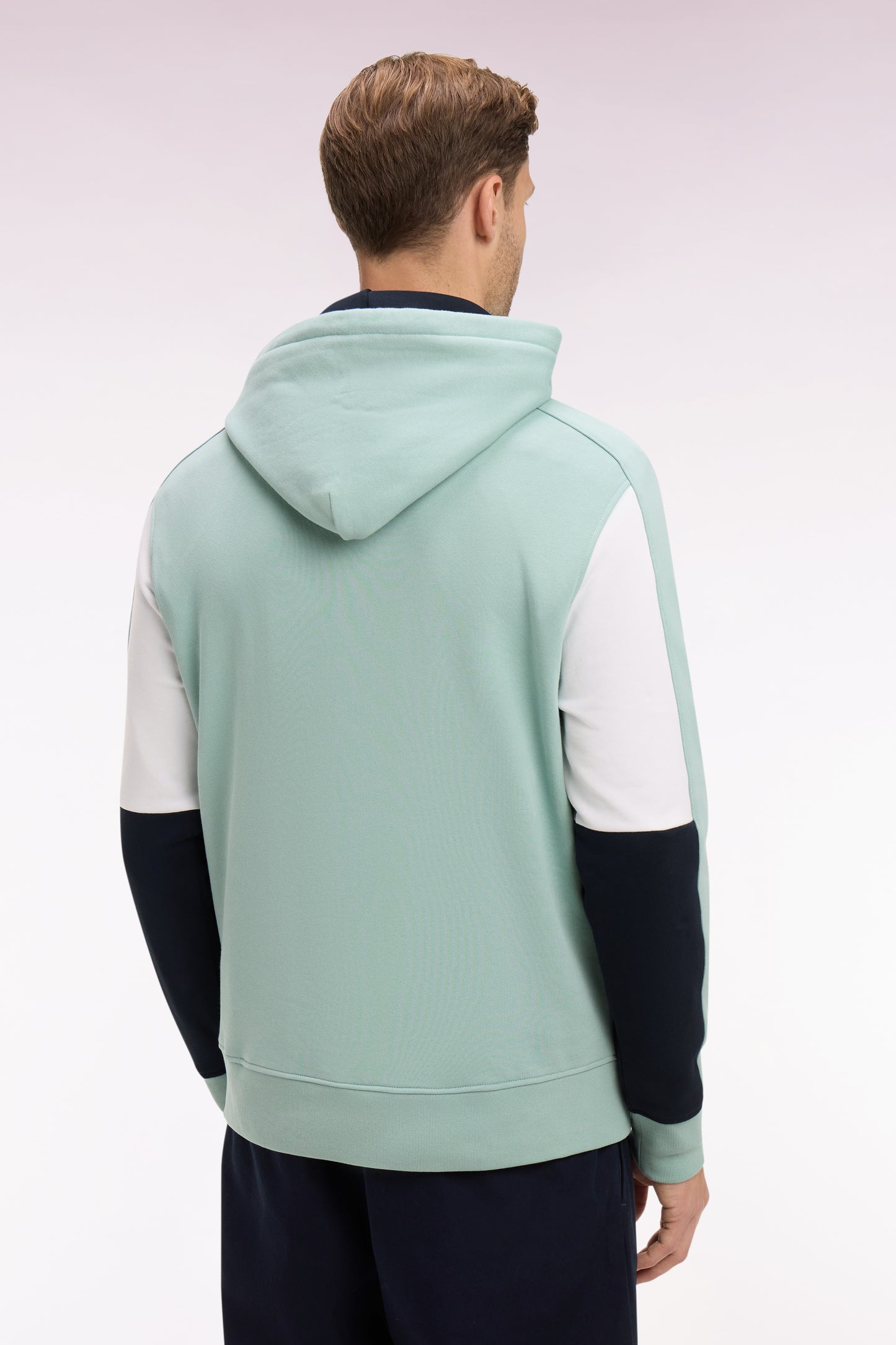 Sweatshirt à capuche en molleton coton vert d'eau brodé