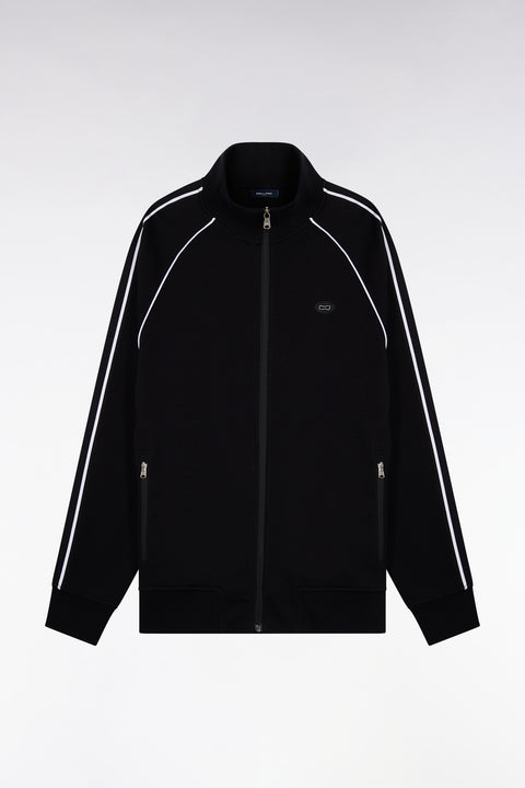 Sweatshirt zippé en interlock noir découpes ruban coupe regular - Image 2