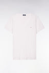 T-shirt à manches courtes col V en coton Pima blanc coupe regular