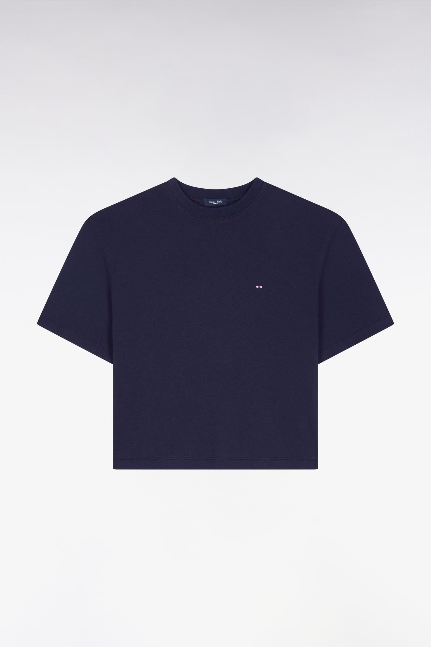 T-shirt à manches courtes en lyocell et coton marine coupe oversized