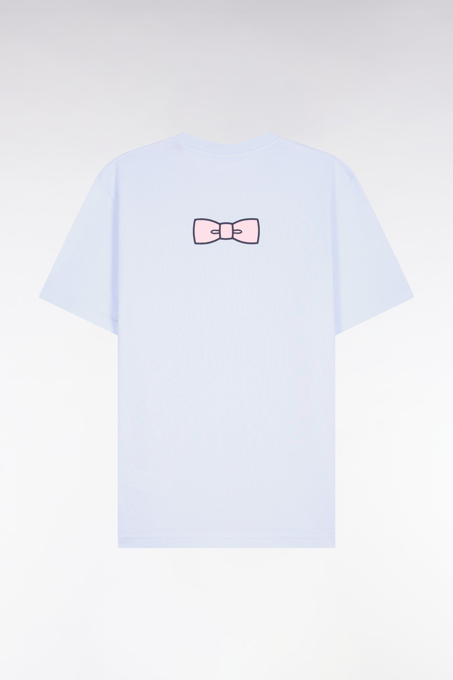 T-shirt à manches courtes en coton Pima bleu ciel brodé coupe regular