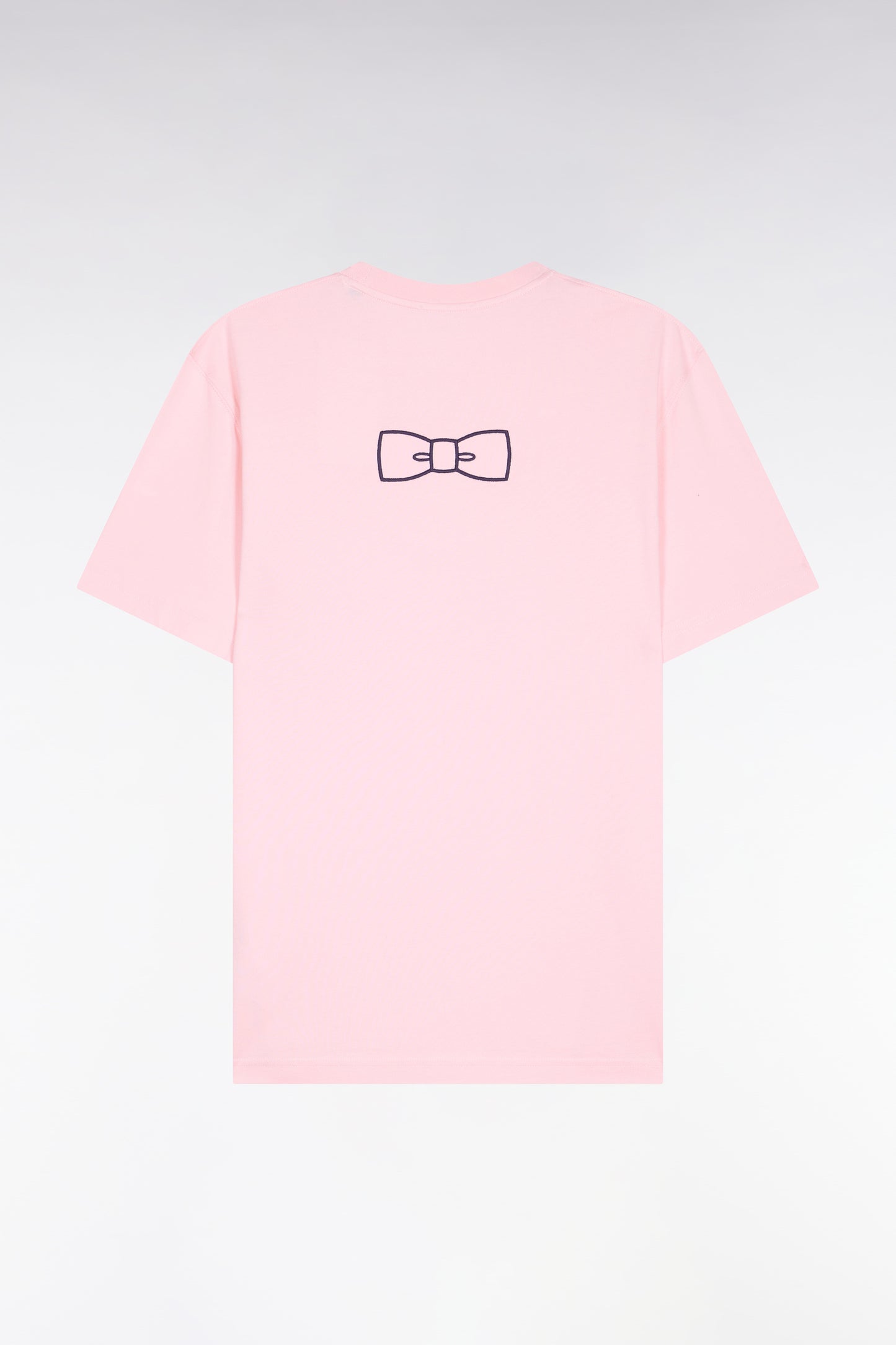 T-shirt à manches courtes en coton Pima rose brodé coupe regular