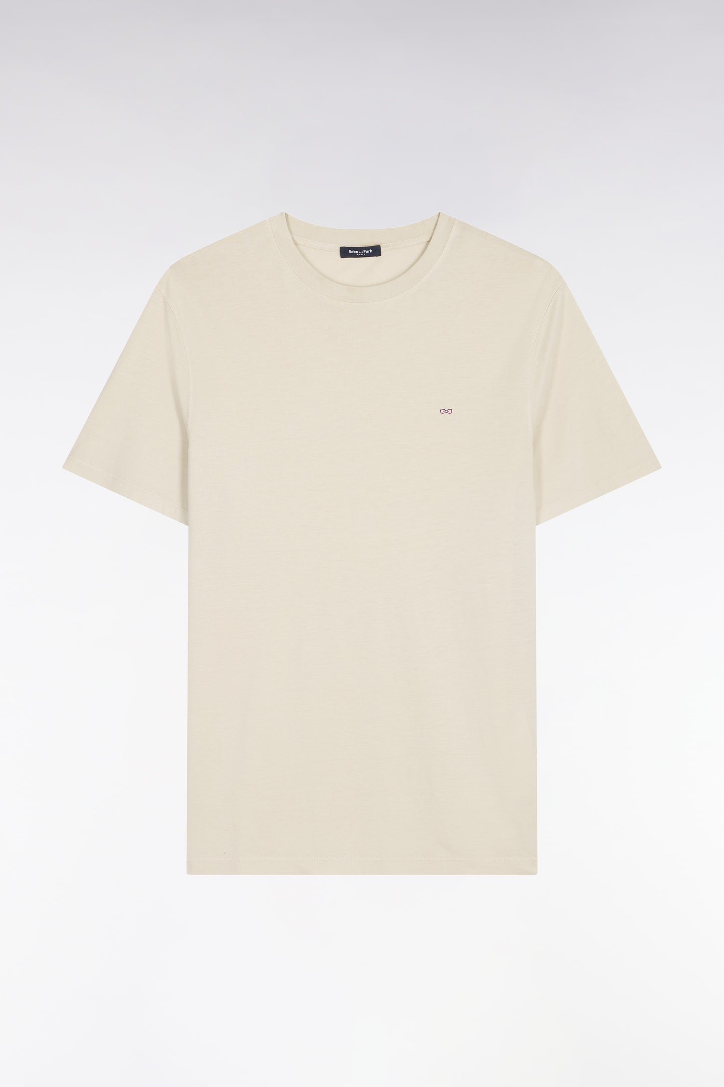 T-shirt à manches courtes en lyocell et coton beige coupe regular
