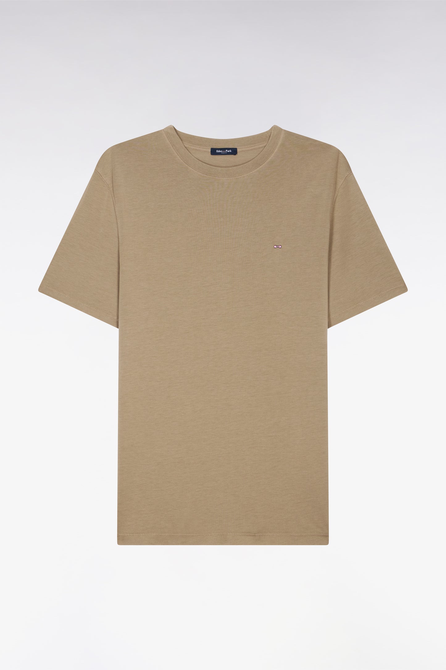 T-shirt à manches courtes en lyocell et coton marron coupe regular