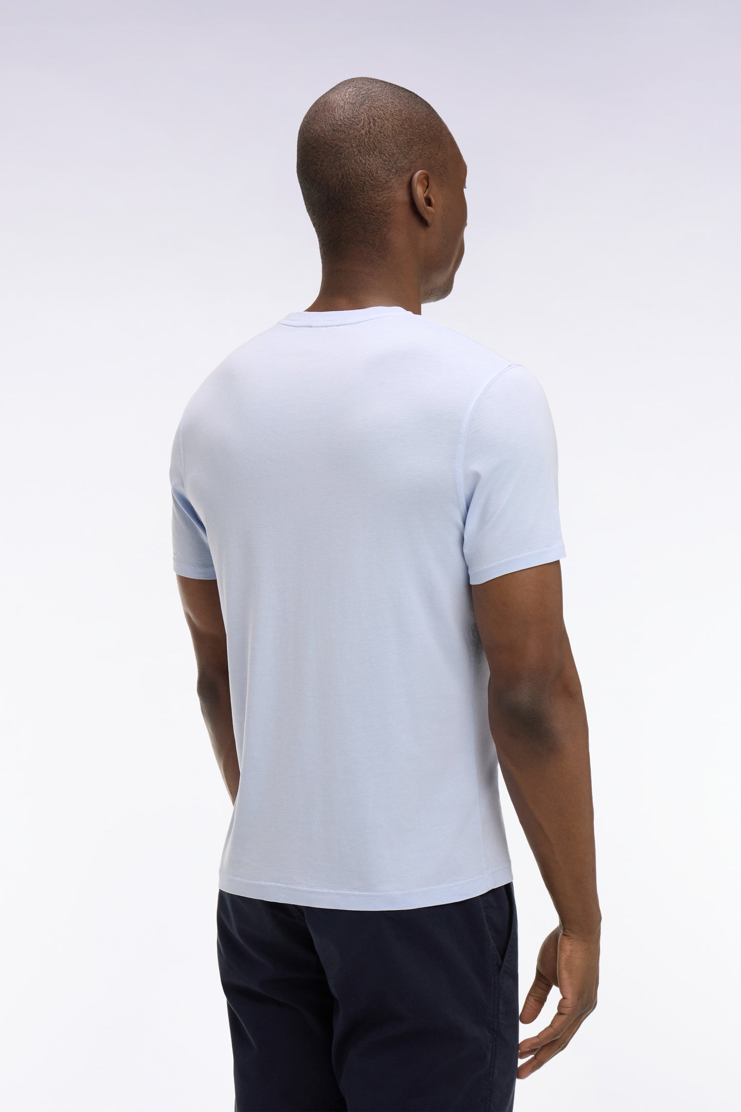 T-shirt à manches courtes en lyocell et coton gris clair coupe regular