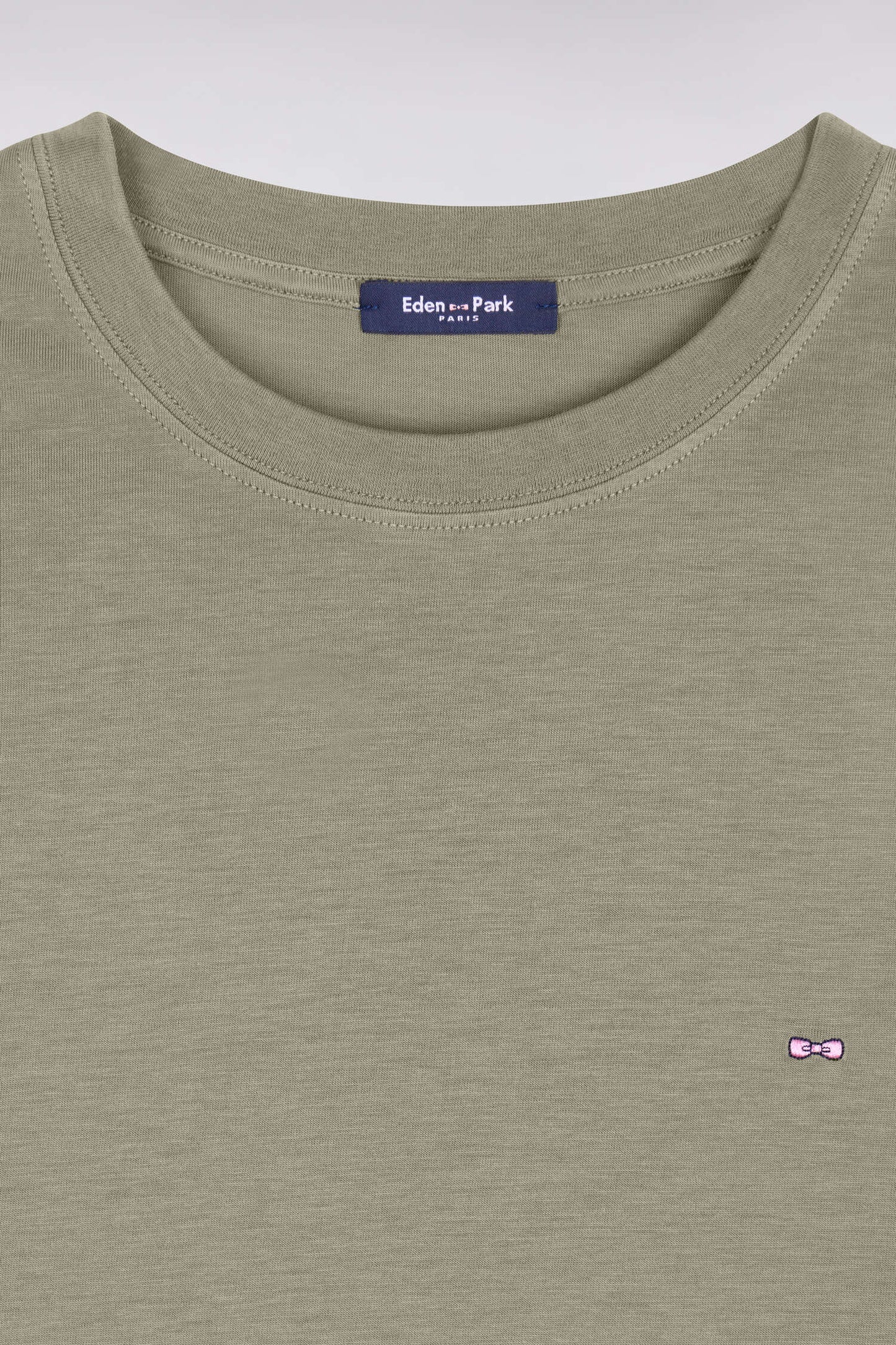 T-shirt à manches courtes en lyocell et coton kaki coupe regular