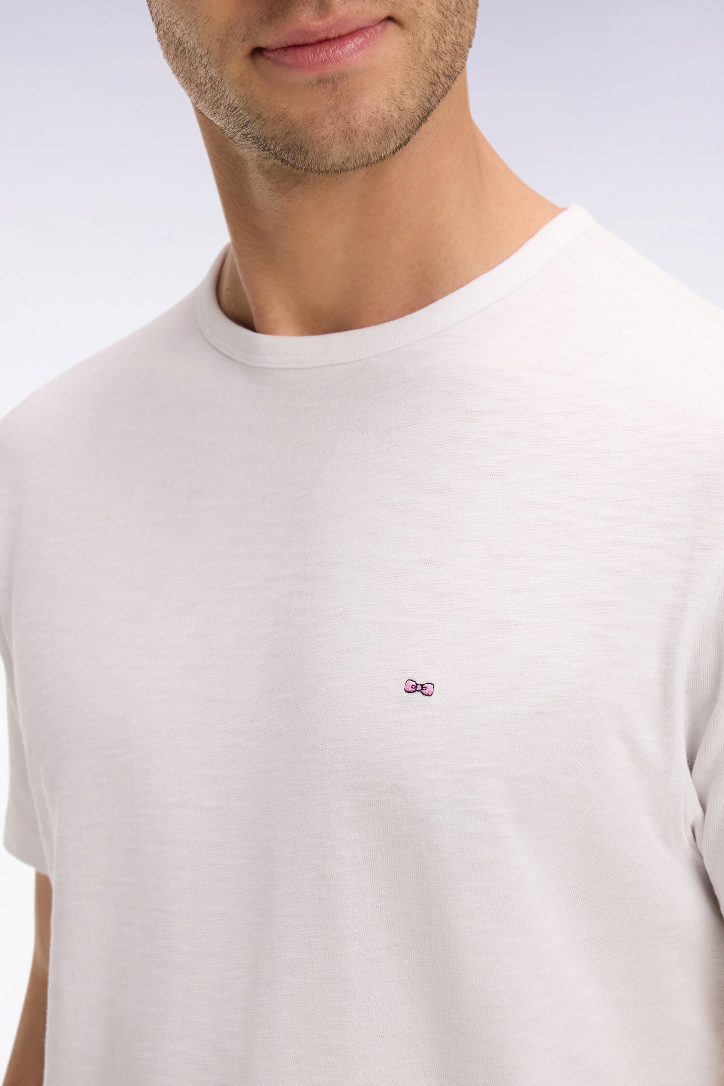 T-shirt à manches courtes en jersey de coton slub blanc coupe regular