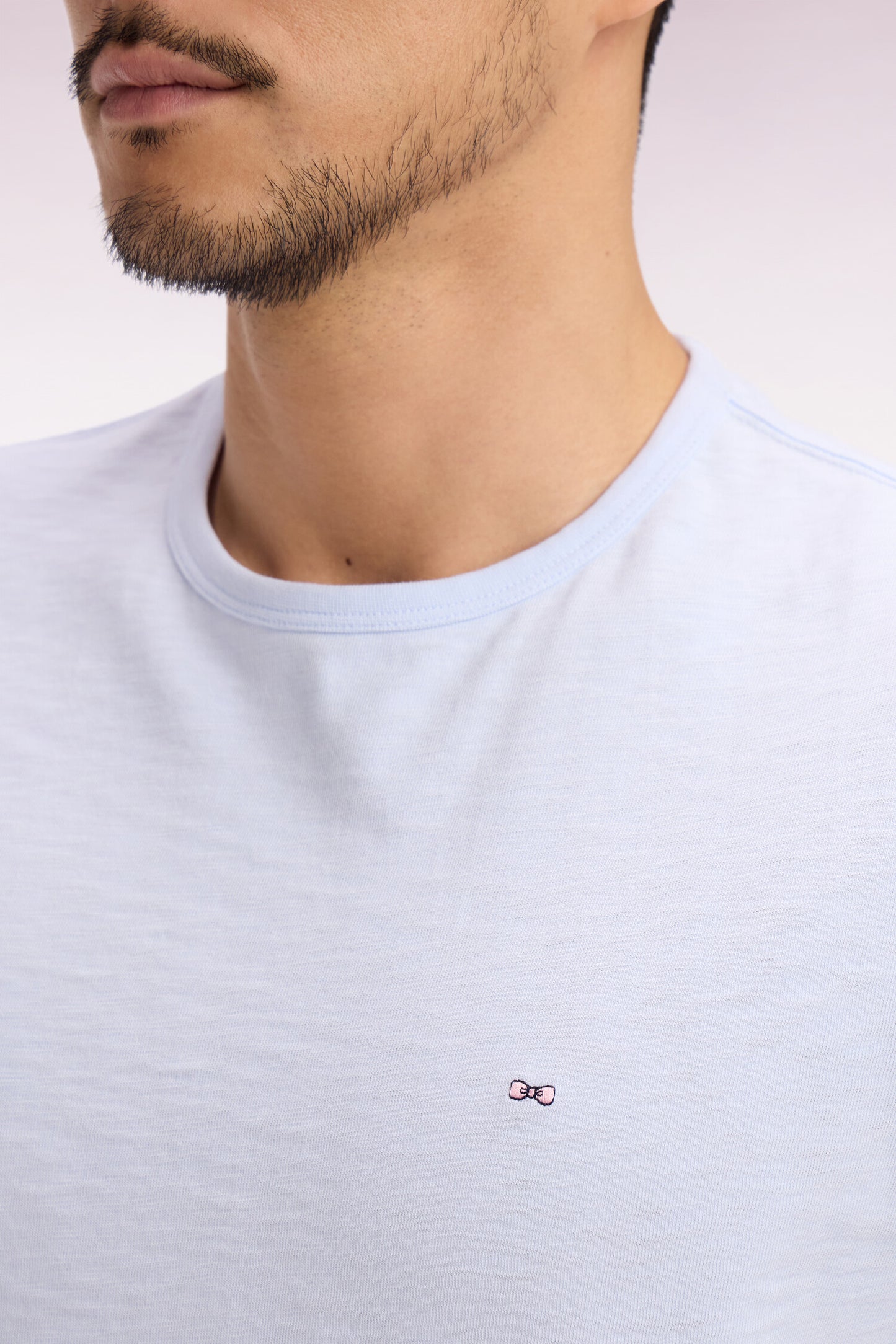 T-shirt à manches courtes en jersey de coton slub ciel coupe regular