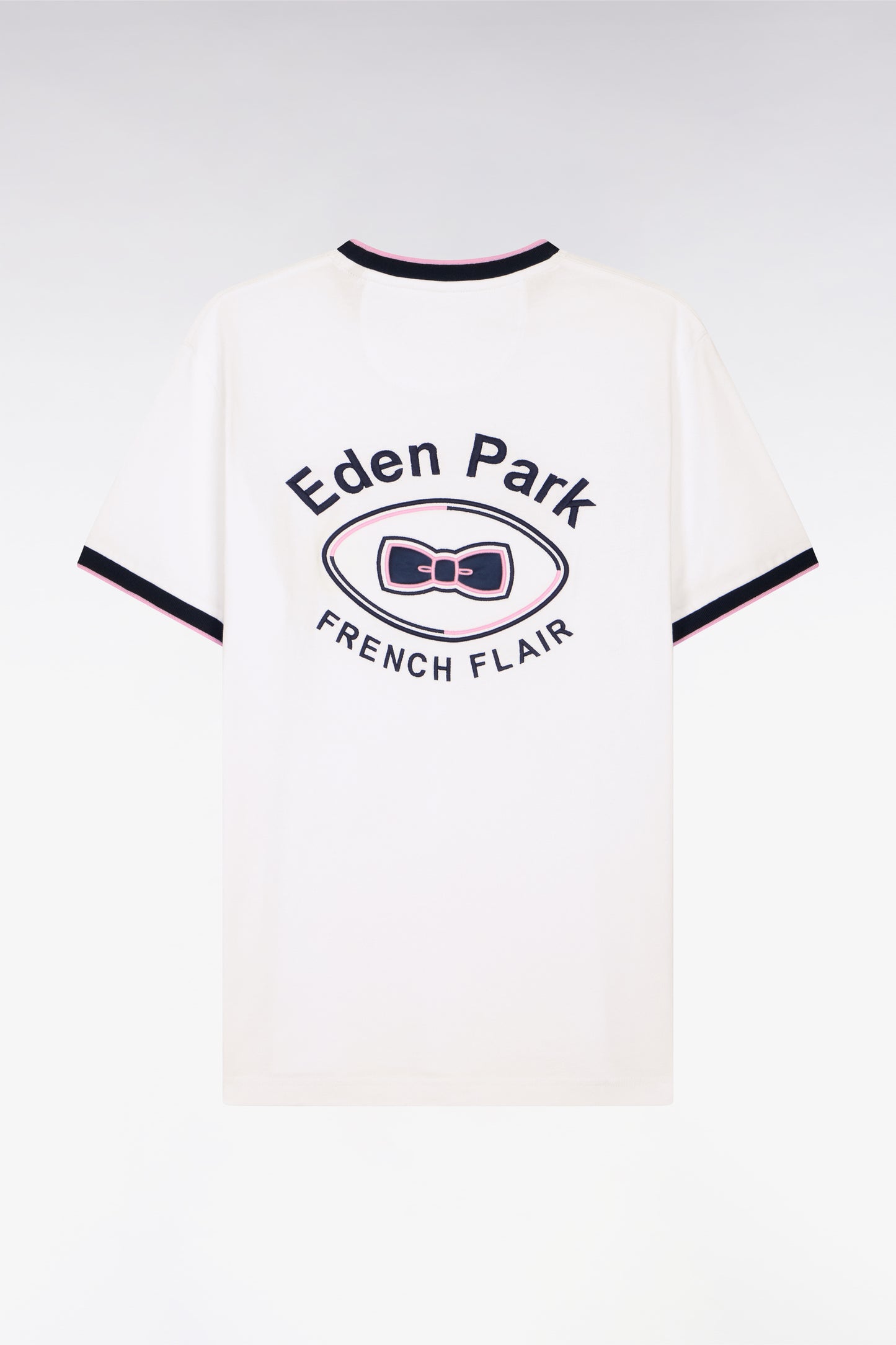 T-shirt à manches courtes en coton blanc brodé coupe regular