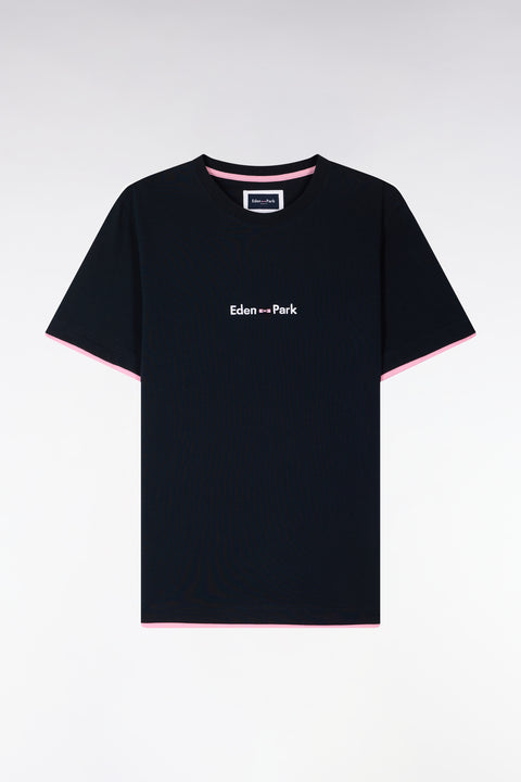 T-shirt à manches courtes en coton marine broderie Eden Park coupe regular - Image 2