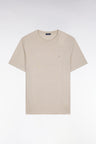 T-shirt à manches courtes en coton et lin beige coupe regular