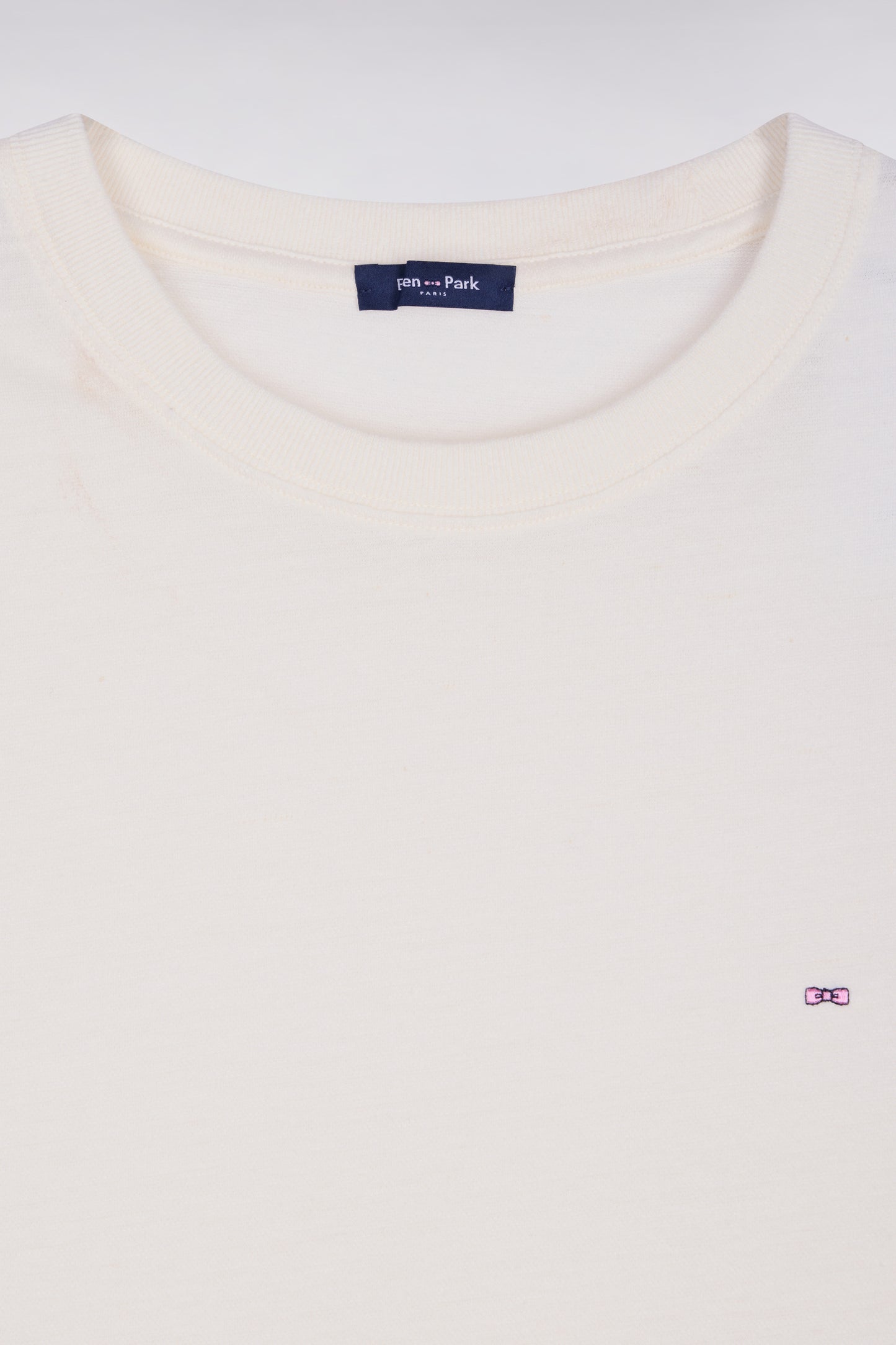 T-shirt à manches courtes en coton et lin écru coupe regular