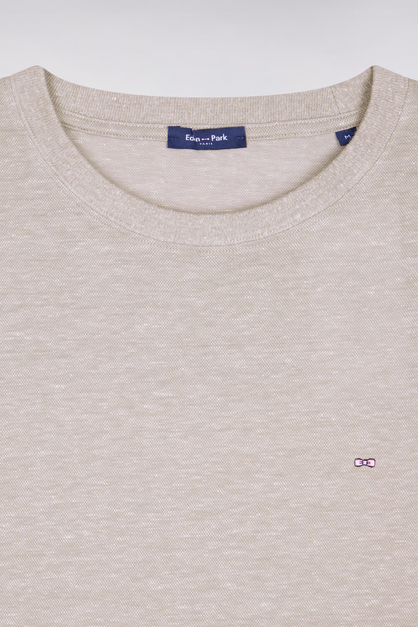 T-shirt à manches courtes en coton et lin gris coupe regular