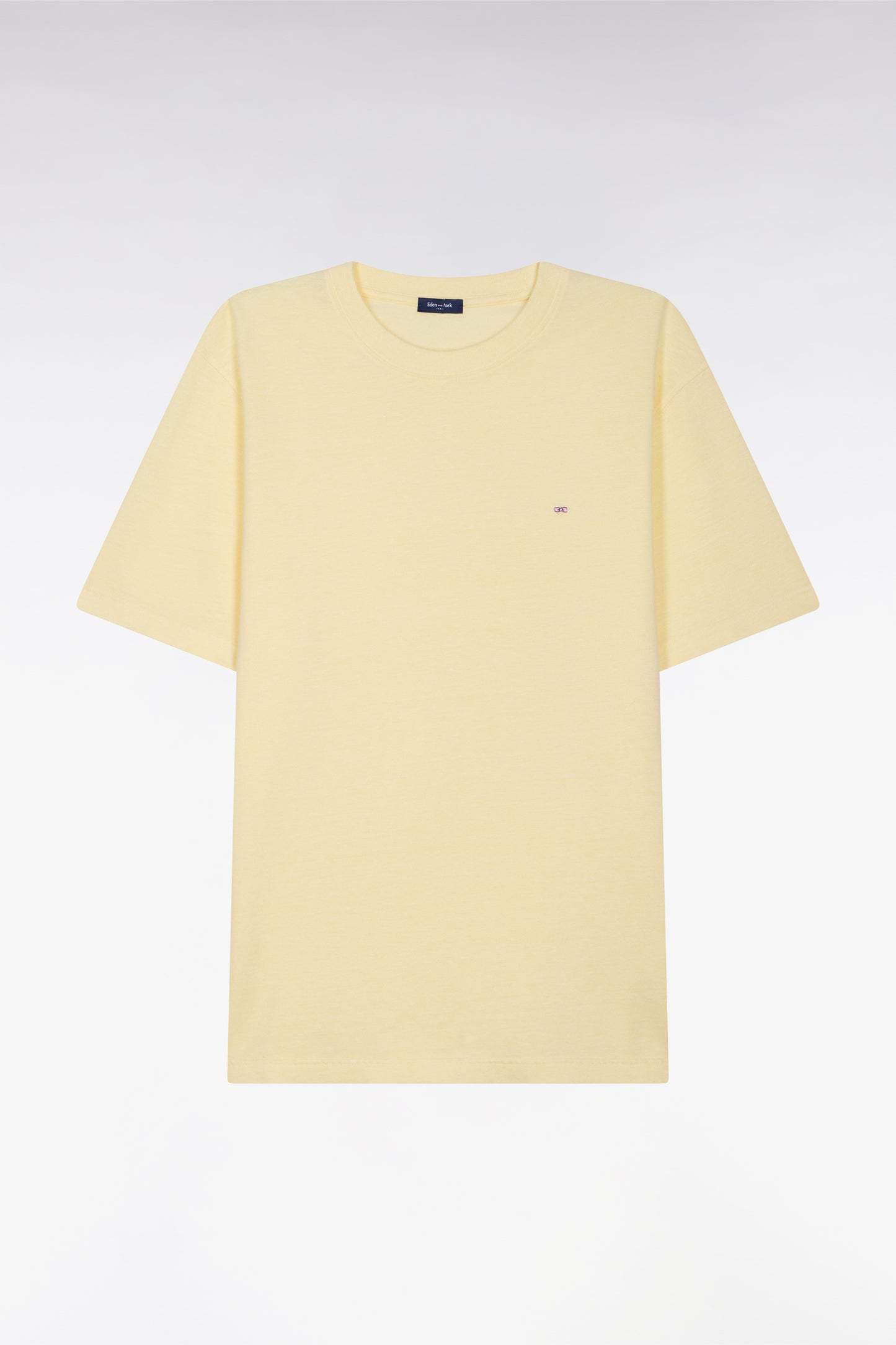 T-shirt à manches courtes en coton et lin jaune coupe regular