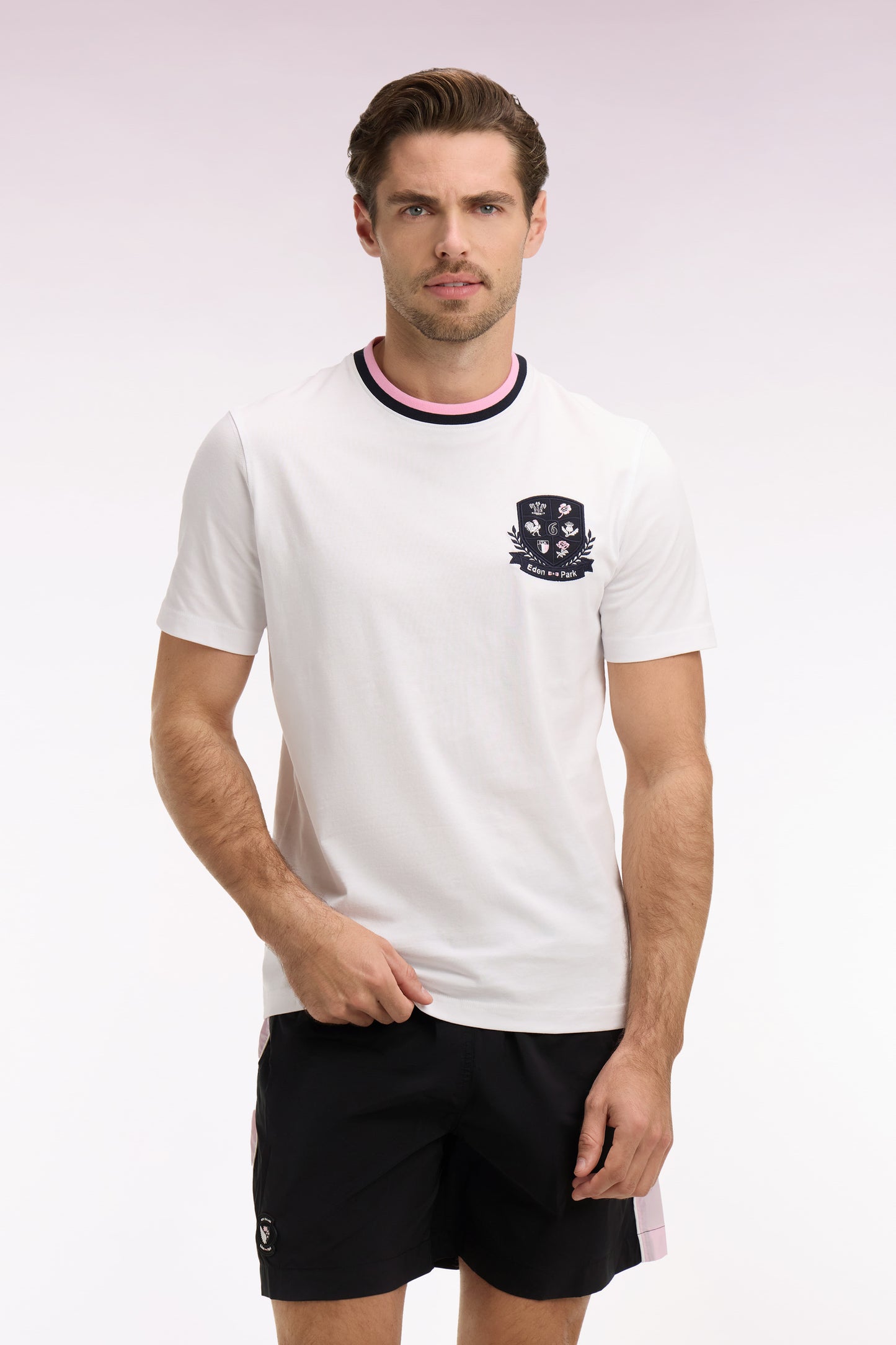 T-shirt à manches courtes en coton blanc écusson 6 Nations coupe regular