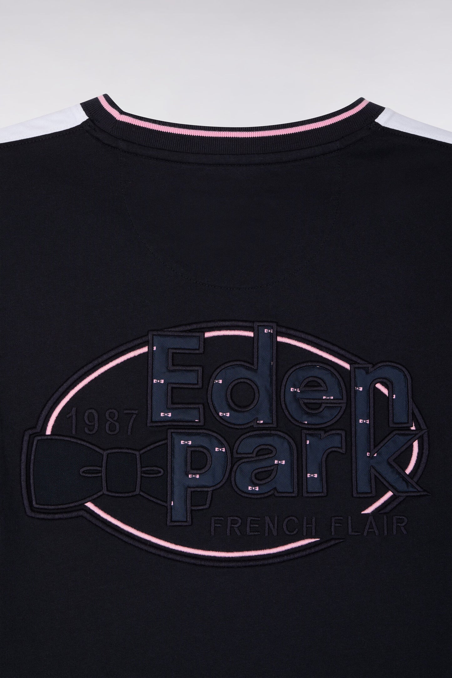 T-shirt à manches courtes en bicolore blanc et marine coupe regular