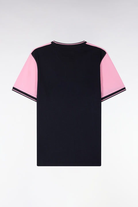 T-shirt à manches courtes en bicolore rose et marine coupe regular - Image 2